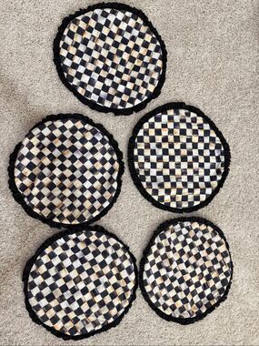 Set of 5 Mackenzie Childs Courtly Checkered Round Placemat